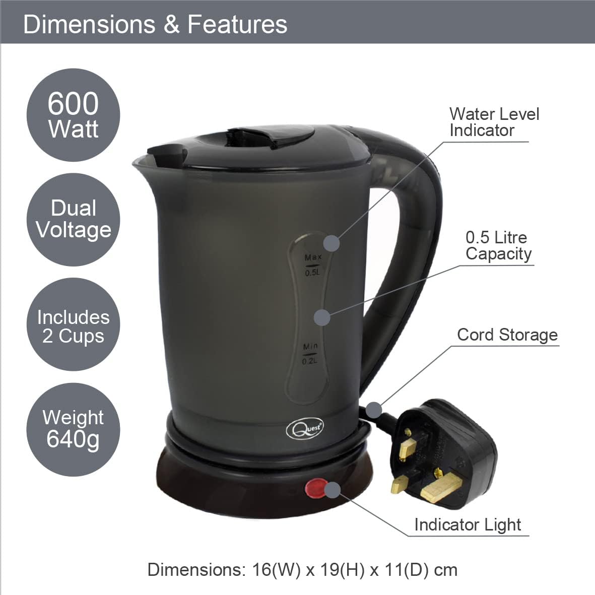 go outdoors low wattage kettle Quest 600w Low Wattage Travel Kettle