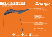 Vango Poled Sun Canopy for Caravan & Motorhomes 3M