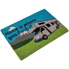 Quest Heavy duty coir Home is where you park it (motor home) mat