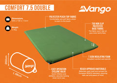 Vango Comfort 7.5cm Double Self Inflating Mat - Articchoke