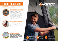 Vango Faros III Air Mid Drive Away Awning 215 to 255cm