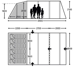 Kampa Hayling 6 Air Tent Package - Free Carpet and Footprint