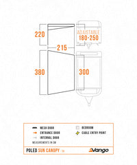 Vango Poled Sun Canopy for Caravan & Motorhomes 3M