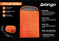 Vango Stellar Double Sleeping Bag - Harissa