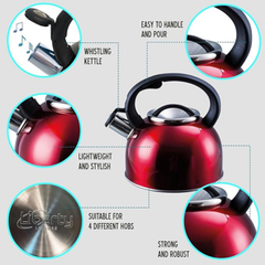 Liberty 2.5L Whistling Kettle - Red