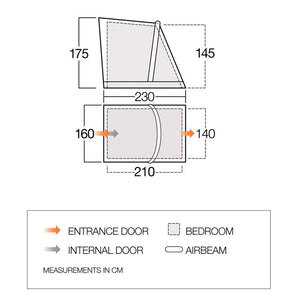 Vango Riviera Air Awning 390 Elements TC Package With Free Tall Annex Elements TC - Riviera, Caravan Awning Side Canopy and    CP225 - Breathable Fitted Carpet - Riviera 390