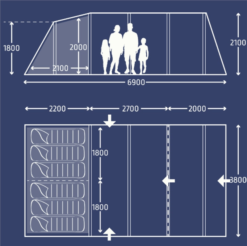 kampa hayling 6 tent Kampa Hayling 6 Poled Tent | 6-Berth Family Tunnel Tent