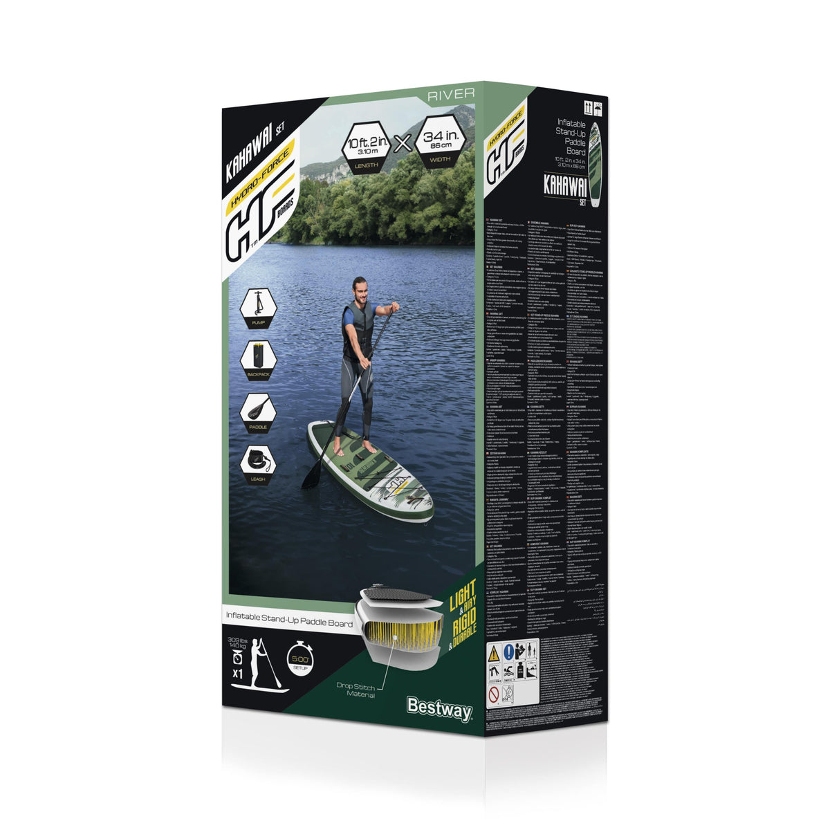 Planche De Paddle Gonflable Hydro Force Kahawai 10 Pieds 2 - Set Complet (pompe, Pagaie, Sac), Neuve, Capacité 140kg
