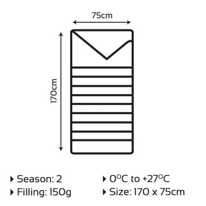 Milestone Envelope Sleeping Bag - Single - 2 Seasons