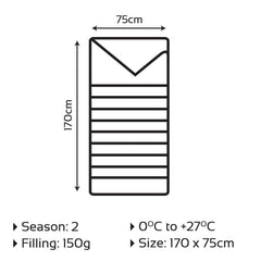 Milestone Envelope Sleeping Bag - Single - 2 Seasons